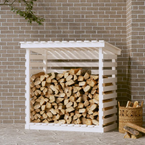 Firewood Rack White 42.5"x28.7"x42.5" Solid Wood Pine
