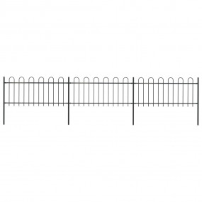 Garden Fence with Hoop Top Steel 16.7' Black