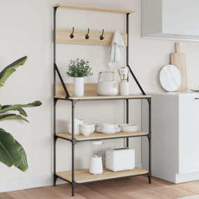 Baker's Rack with Hooks 4-Tier Sonoma Oak Engineered Wo...