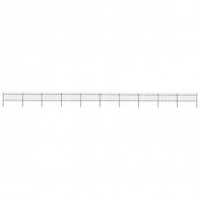 Garden Fence with Hoop Top Steel 55.8' Black