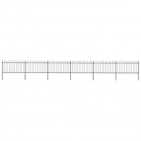 Garden Fence with Hoop Top Steel 33.5' Black