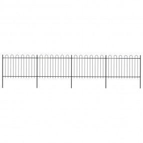 Garden Fence with Hoop Top Steel 22.3' Black