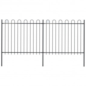 Garden Fence with Hoop Top Steel 11.2' Black