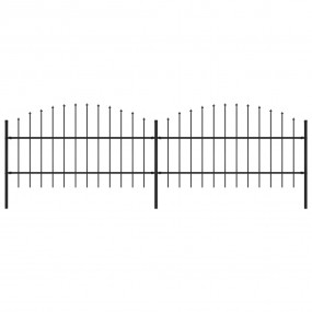 Garden Fence with Spear Top Steel 11.2' Black