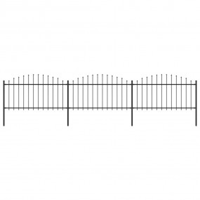 Garden Fence with Spear Top Steel 16.7' Black