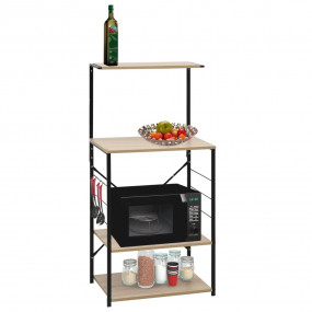 Microwave Cabinet Black and Oak 23.6"x15.6"x48.4" Engin...
