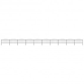 Garden Fence with Spear Top Steel 55.8' Black
