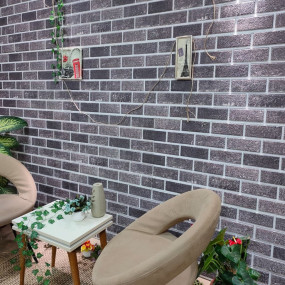 3D Wall Panels with Black & Gray Brick Design 10 pcs EP...