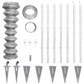 Chain Link Fence with Posts Spike Galvanized Steel 49.2...