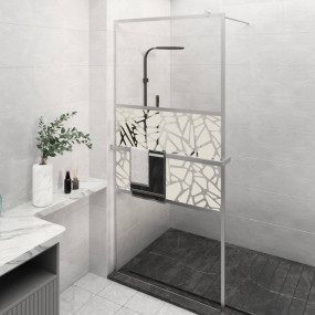 Walk-in Shower Wall with Shelf Chrome 31.5"x76.8" ESG G...