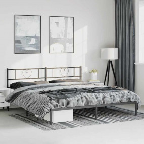 Metal Bed Frame without Mattress with Headboard Black 7...