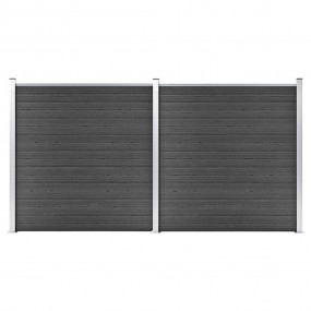 Fence Panel Set WPC 139"x73.2" Black
