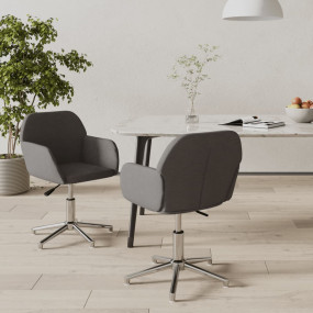 Swivel Dining Chairs 2 pcs Dark Gray Fabric