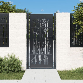 Garden Gate Anthracite 41.3"x70.9" Steel Bamboo Design