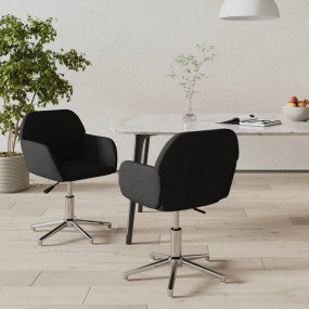 Swivel Dining Chairs 2 pcs Black Fabric