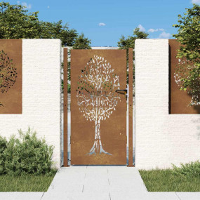 Garden Gate 41.3"x80.7" Corten Steel Tree Design