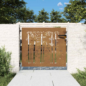 Garden Gate 33.5"x39.4" Corten Steel Bamboo Design