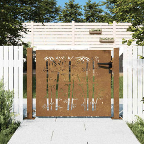 Garden Gate 41.3"x31.5" Corten Steel Bamboo Design