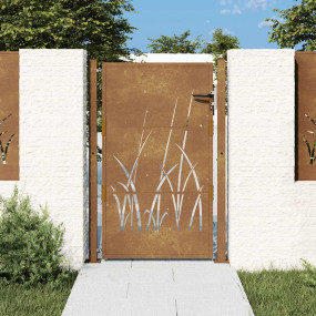 Garden Gate 41.3"x61" Corten Steel Grass Design