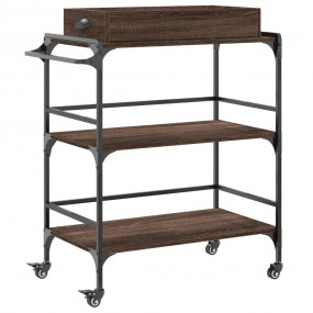 Kitchen Trolley Brown Oak 32.1"x16.1"x36.4" Engineered ...