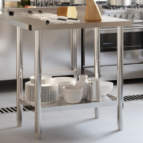 Kitchen Work Table with Backsplash 32.5"x21.7"x36.6" St...