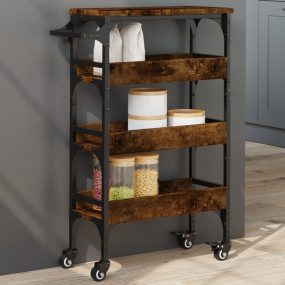 Kitchen Trolley Smoked Oak 20.9"x7.9"x29.9" Engineered ...