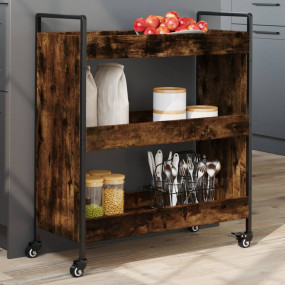 Kitchen Trolley Smoked Oak 27.6"x11.8"x32.3" Engineered...