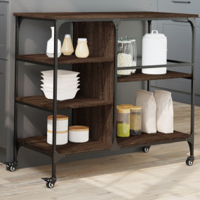 Kitchen Trolley Brown Oak 39.4"x17.7"x35.2" Engineered ...