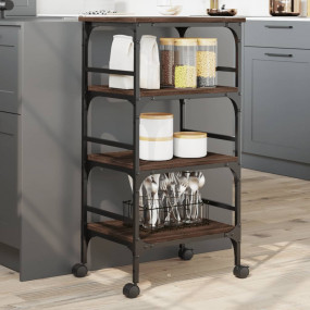 Kitchen Trolley Brown Oak 17.7"x13.8"x35.2" Engineered ...