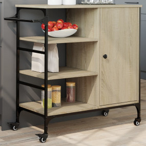 Kitchen Trolley Sonoma Oak 34.4"x15.2"x33.3" Engineered...