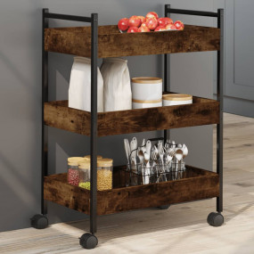 Kitchen Trolley Smoked Oak 19.7"x11.8"x27.6" Engineered...