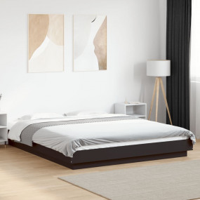 Bed Frame with LED Lights without Mattress Black 59.1"x...