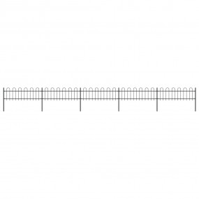 Garden Fence with Hoop Top Steel 27.9' Black
