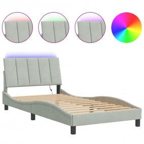 Bed Frame with LED without Mattress Light Gray 39.4"x74...