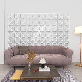 3D Wall Panels 12 pcs 19.7"x19.7" Origami White 32.3 ft