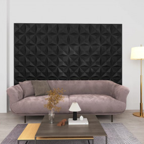 3D Wall Panels 24 pcs 19.7"x19.7" Origami Black 64.6 ft