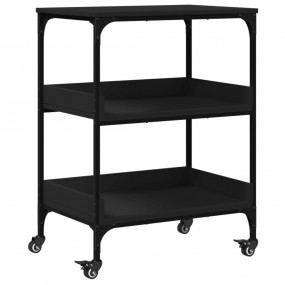Kitchen Trolley Black 23.6"x16.1"x31.7" Engineered Wood