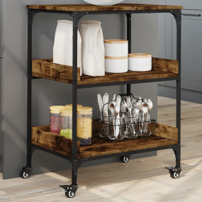 Kitchen Trolley Smoked Oak 23.6"x16.1"x31.7" Engineered...