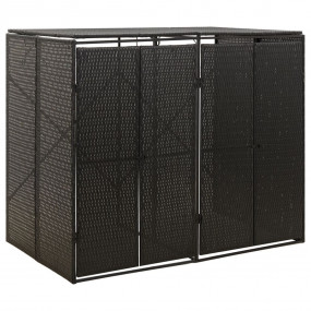 Double Wheelie Bin Shed Black 55.1"x31.5"x46.1" Poly Ra...