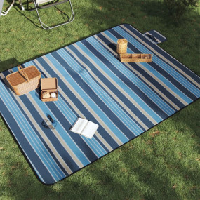 Picnic Blanket Foldable Blue and White Stripe 78.7"x59....