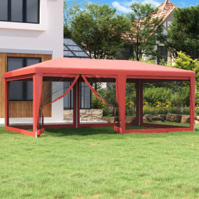 Party Tent with 6 Mesh Sidewalls Red 19.7'x13.1' HDPE