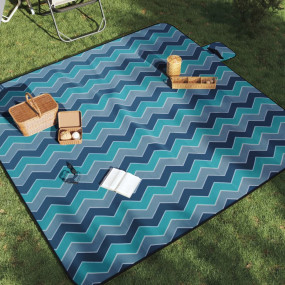 Picnic Blanket Foldable Blue Wave 78.7"x78.7" Velvet