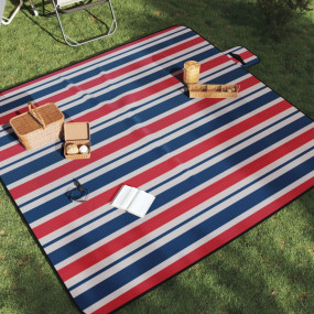 Picnic Blanket Foldable Red and Blue Stripe 78.7"x78.7"...