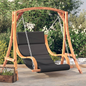 Swing Chair with Cushion Solid Wood Spruce with Teak Fi...