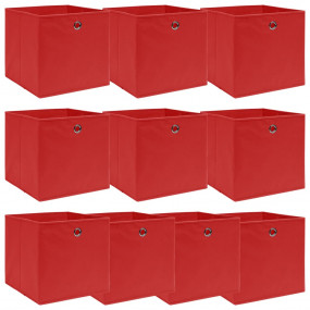 Storage Boxes 10 pcs Red 12.6"x12.6"x12.6" Fabric