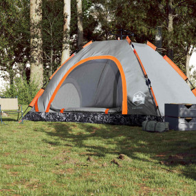 Camping Tent 5-Person Gray and Orange Quick Release