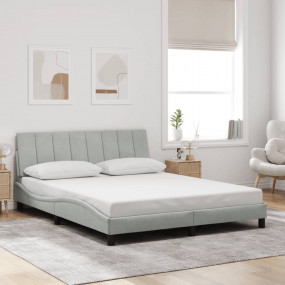 Bed Frame without Mattress Light Gray 59.8"x79.9" Velve...