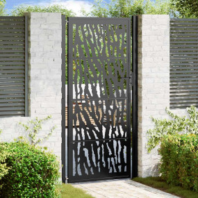 Patio Gate Black 41.3x80.7" Steel Trace  Design