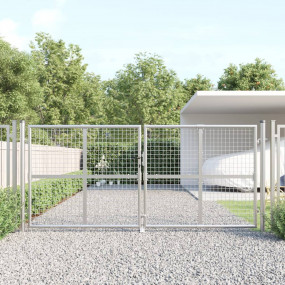Mesh Garden Gate Silver 118.1"x68.9" Galvanized Steel