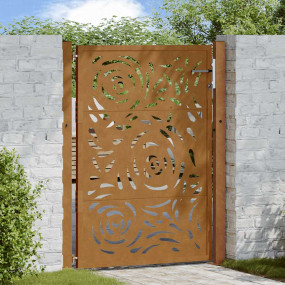 Patio Gate 41.3x51.2" Weathering Steel Flame Design